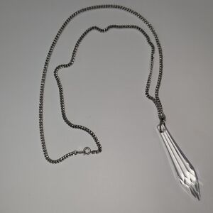 VTG STERLING Chain Necklace with Crystal Pendant